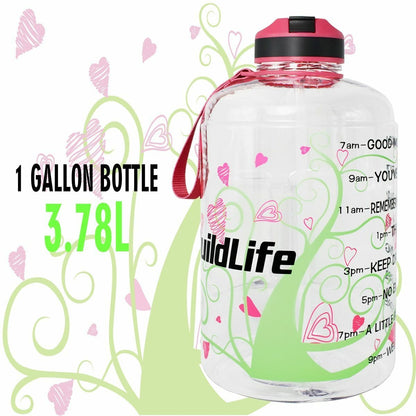 Water Bottle 1 Gallon Straw Clear Plastic Drinking Bottles Big GYM Jug Cup BPA