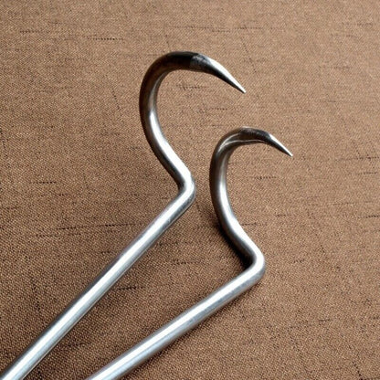 Meat Hook Stainless Steel BBQ Grilling Wood Handle Skewers Set Tools Accessories