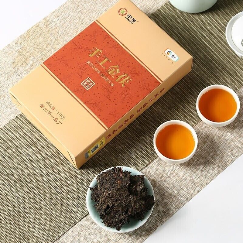Black Tea Anhua Golden Flower Poria Handmade Golden Poria Black Tea 1kg
