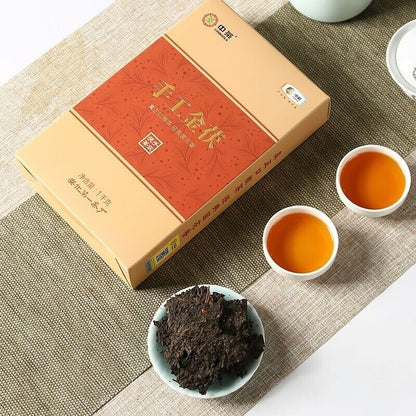 Black Tea Anhua Golden Flower Poria Handmade Golden Poria Black Tea 1kg