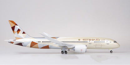 1:130 43CM ETIHAD BOEING 787 Passenger Plane Landing Gear Resin Aircraft Model