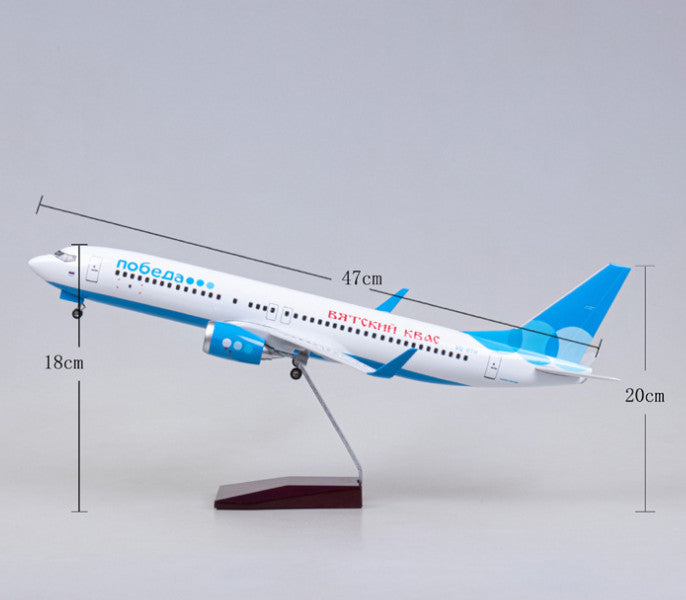 47CM 1:85 Pobeda BOEING 737 MAX Passenger Airplane Landing gear Resin Model