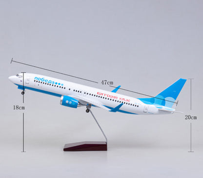 47CM 1:85 Pobeda BOEING 737 MAX Passenger Airplane Landing gear Resin Model