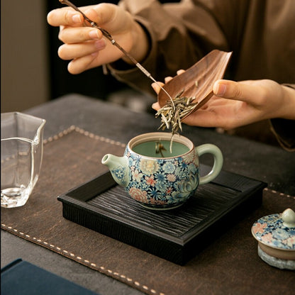 Antique Style Pottery Tea Pot Ball Shaped Infuser Holes Master Tea Cup Ruyao New