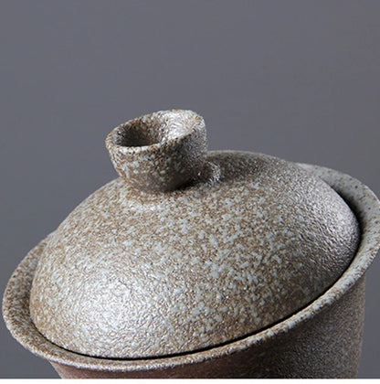 Vintage Gaiwan 150ml Handmade Japanese Black Ceramic Pottery Tea Tureen Kung Fu
