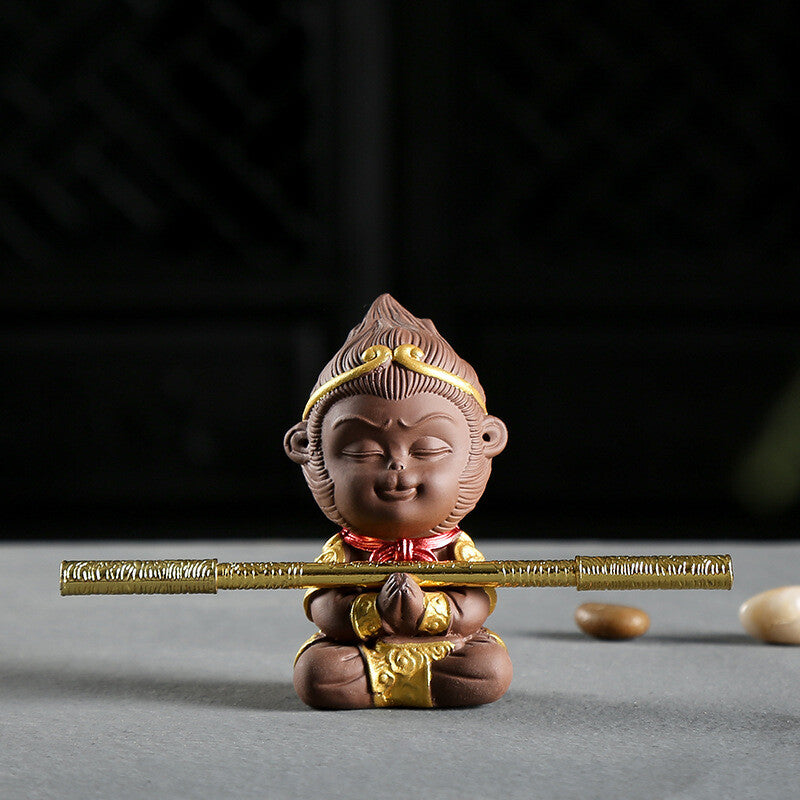 Creative Tea Pet Small Monkey King Statue Sunwukong Bar House Warming Gift China