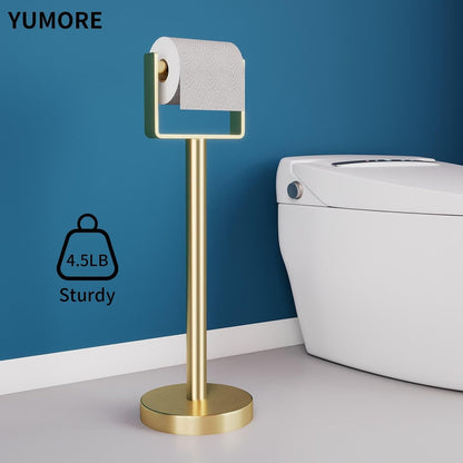 Toilet Paper Holder Free Standing, Stainless Steel Toilet Paper Stand, Weighted