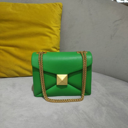 Genuine Leather Bag Handbag Golden Chain Shoulder Purse Green Tote Bag Crossbody