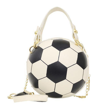 Women's Ball Bag Soft Pu Leather Round Crossbody Thick Chain Handbag Purse