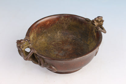Chinese Bronze dragon Statue Figurine Home Decor incense burner pot