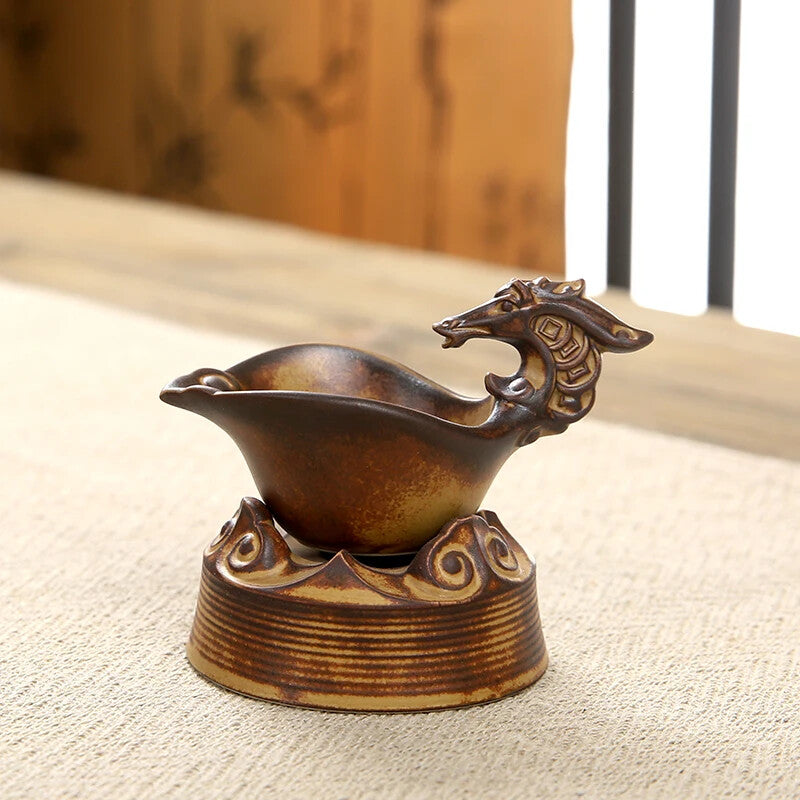 Retro Stoneware Filter Screen Tea Funnel Set Tea Filter Tea Making Device Gift