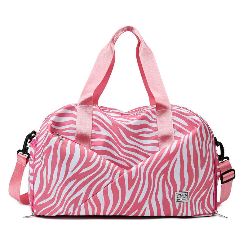 Zebra-stripe Travel Bag Folding Travel Luggage Duffle Shoulder Bags Women Sports