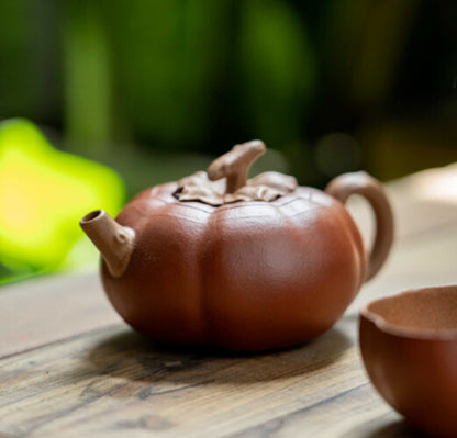 Chinese Yixing Zisha Jiangpo Clay Handmade Persimmon Shape Tea Pot Marked Teapot