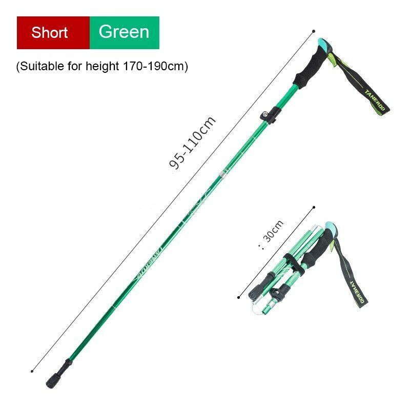 Folding Trekking Pole Portable Walking Stick Outdoor Climbing Hiking Adult Blue