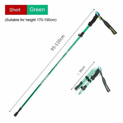 Folding Trekking Pole Portable Walking Stick Outdoor Climbing Hiking Adult Blue