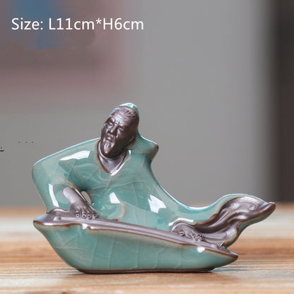 Porcelain Tea Pet Small Home Decoration Crackle Glaze Geyao China Tea Play New