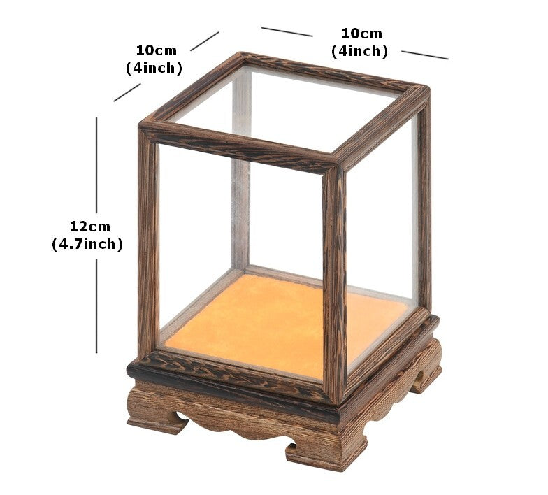 Wenge Wood Display Cover Wooden Trim Frame Base Glass Dome Case Box Decor
