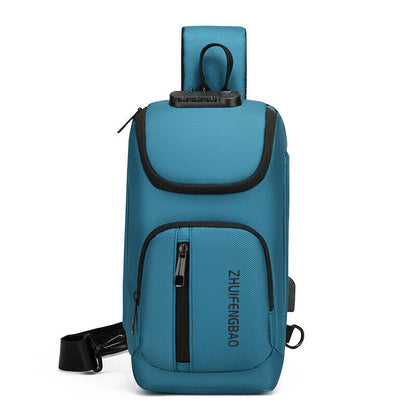 Waterproof Chest Bag Men Anti-theft USB Charging Crossbody Shoulder Bags Travel