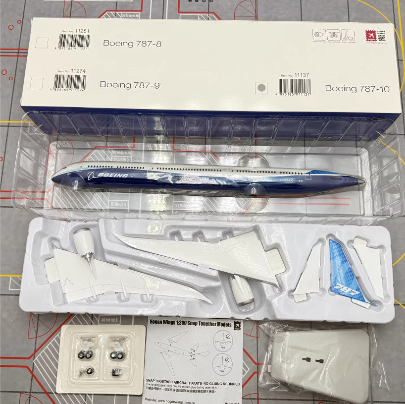 1:200 34CM Hogan BOEING 787-10 Passenger Airplane ABS Plastic Aircraft Model