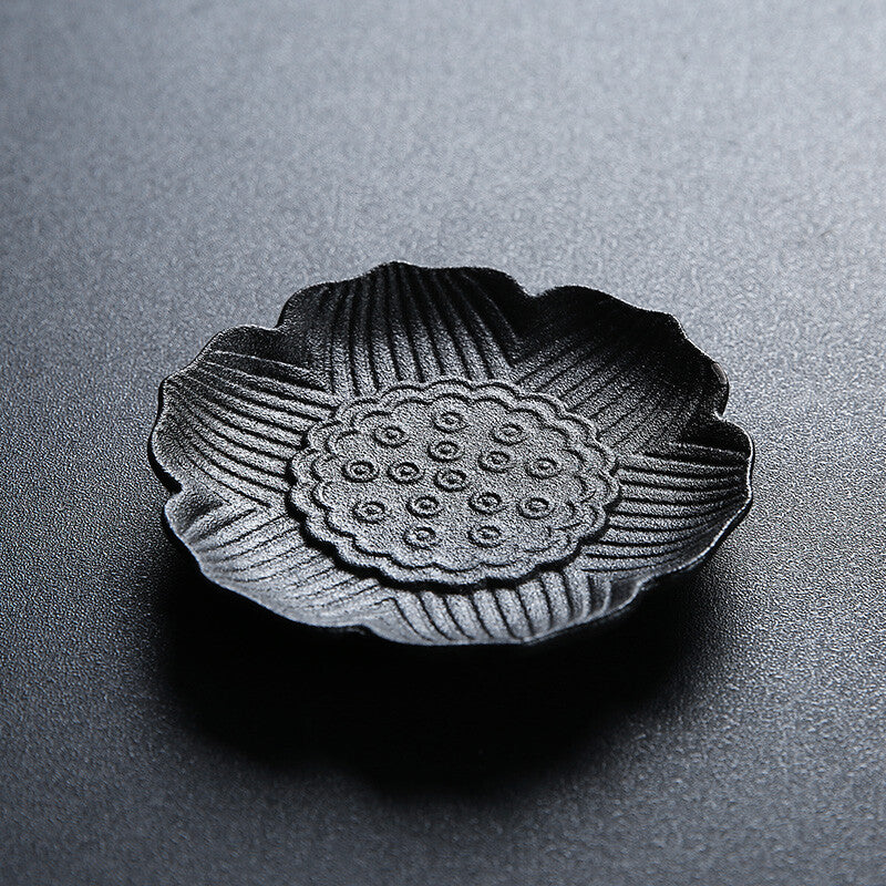 9cm Creative Lotus Design Cup Mat Pottery Cup Saucer Cup Coaster Kung Fu Tea Set