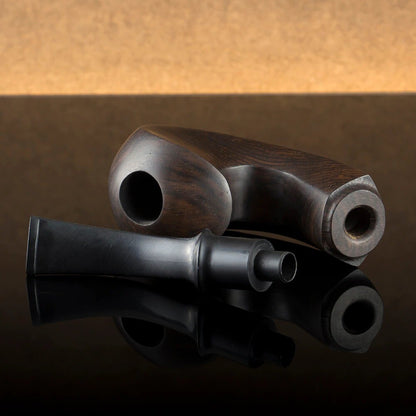 Natural Filter Ebony Wooden Smoking Pipe Handmade Bent Wood Tobacco Pipes 9mm
