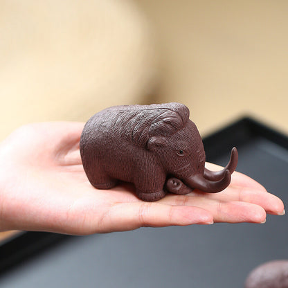 Handmade Artware Real Yixing Zisha Clay Tea Pet Elephant Statue Table Ornament