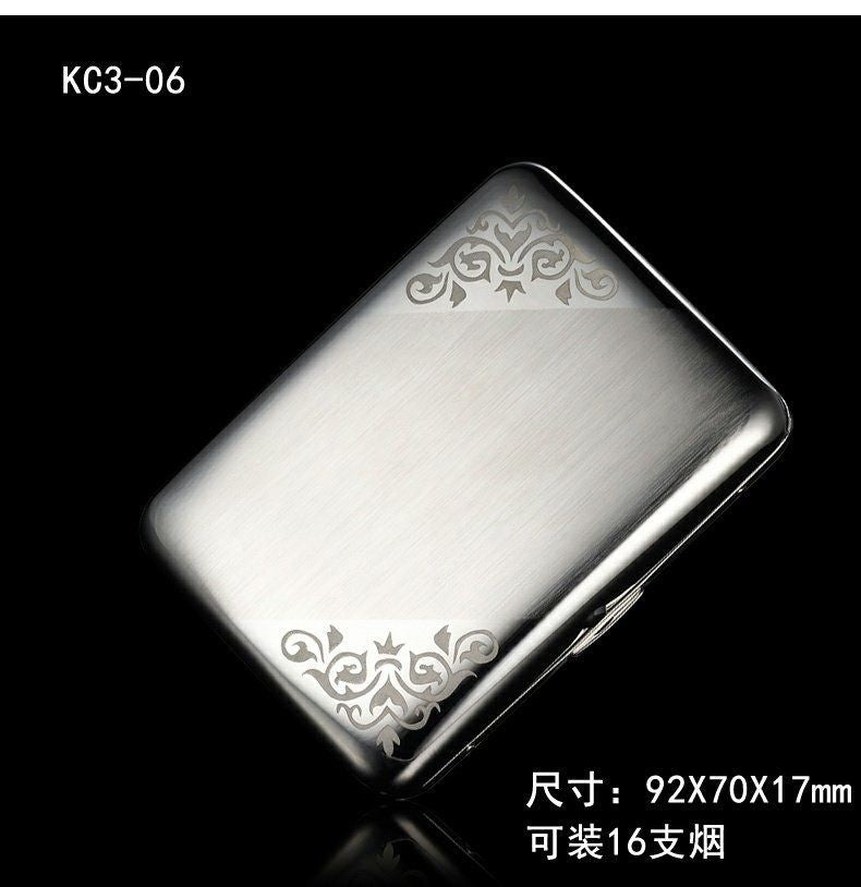 Metal Cigarette Case 16 Cig 6.5mm Slim Hand Rolled Cig Holder Men Portable Box