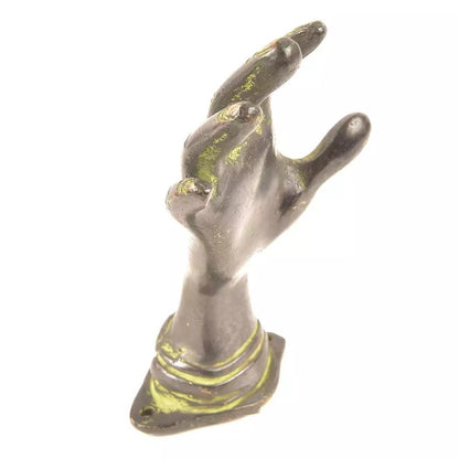 Set of 2 Antique Look Brass Hand Door Pull Door Handle Green Patina