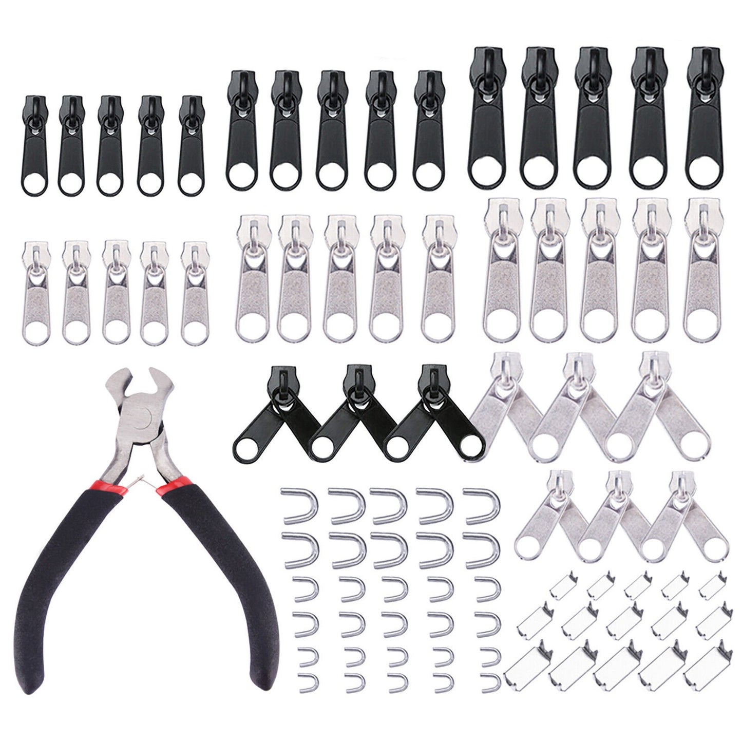 New 85Pcs Zinc Alloy Tent Jeans Bag Fix Zipper Zip Slider Repair Instant DIY Set