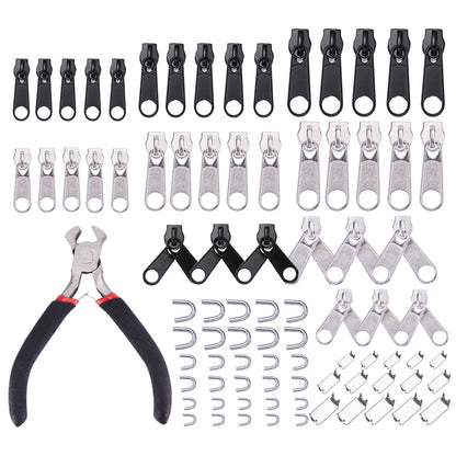 New 85Pcs Zinc Alloy Tent Jeans Bag Fix Zipper Zip Slider Repair Instant DIY Set
