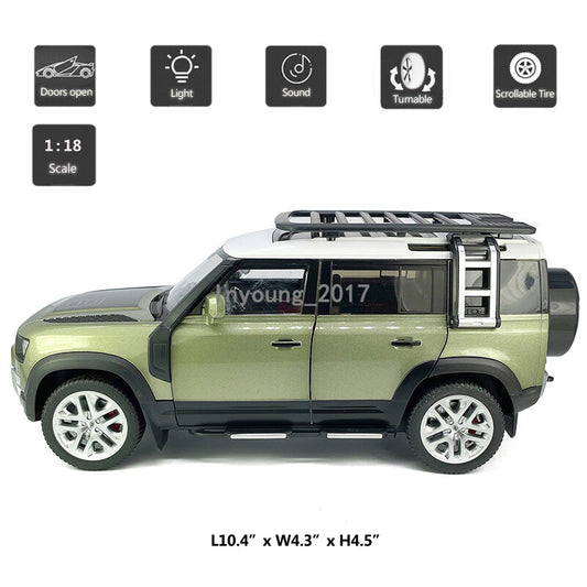 1/18 Land Rover Defender 110 Model Car Metal Diecast Toy Cars Collection Green