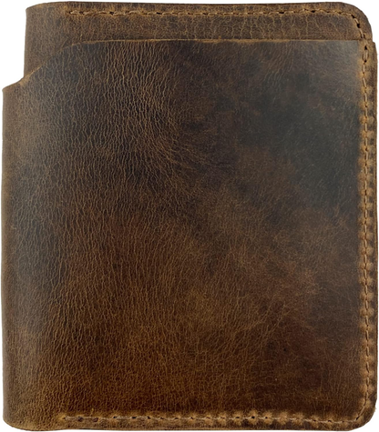 Handmade Leather Bifold Wallet with Extra Layer Slim Accessory for Pocket Bag