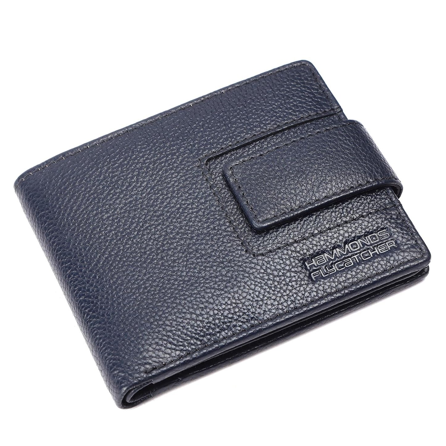 Brand New Authentic RFID Protected Blue BI-Fold Genuine Leather Mens Wallet