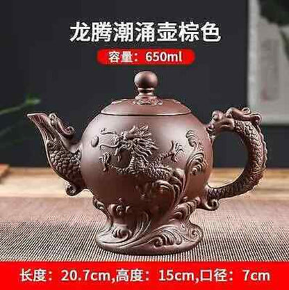 Yixing Clay Zisha Teapot, Large Handmade Dragon Teapot Single Pot Ceramic