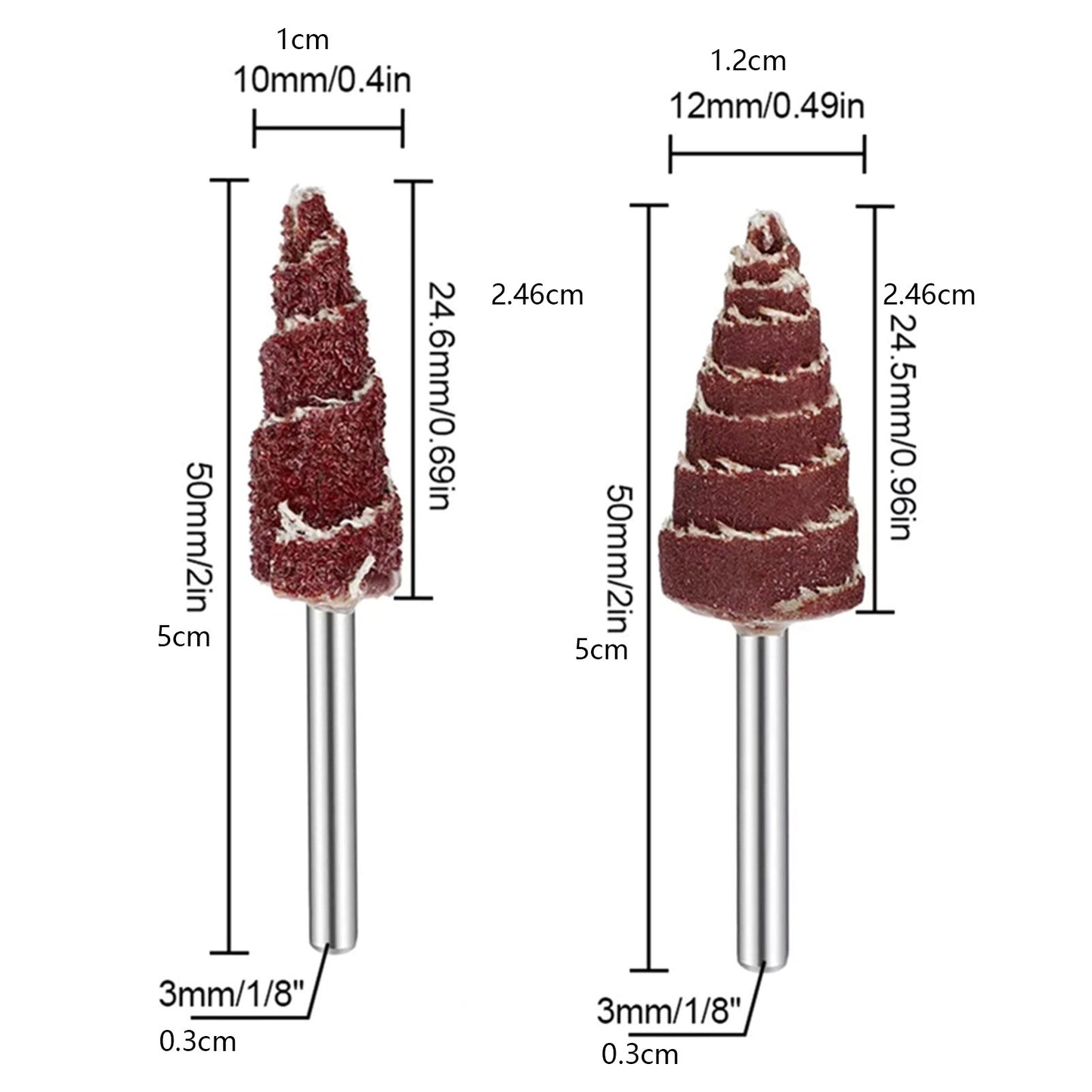 60x Cone Shape Abrasive Flap Wheel (10mm&12mm) 1/8" Shank For Grinder Drill