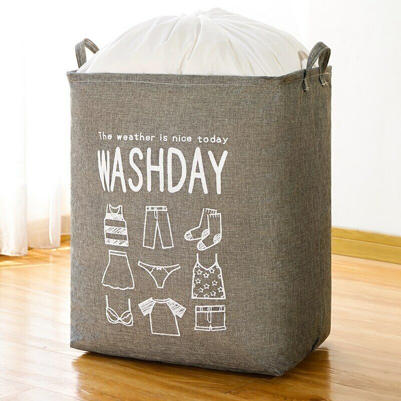 Foldable Super Large Laundry Basket Drawstring Cover Water-Proof Storage Bag 75L