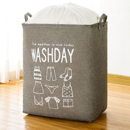 Foldable Super Large Laundry Basket Drawstring Cover Water-Proof Storage Bag 75L