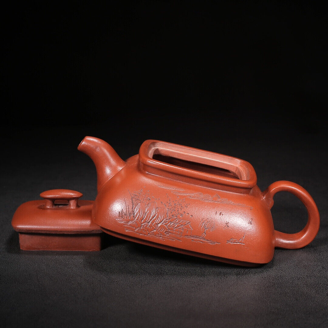 Chinese Yixing Zisha Clay Handmade Exquisite Teapot （四方 底款：曼希陶艺）