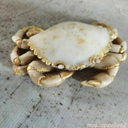 17cm Collected Antique Old White Jade Carved Crab Decorative Ornaments