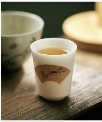 China Teacup Traditional Paint White Ceramic Porcelain Cup Tea Cup Mug Retro