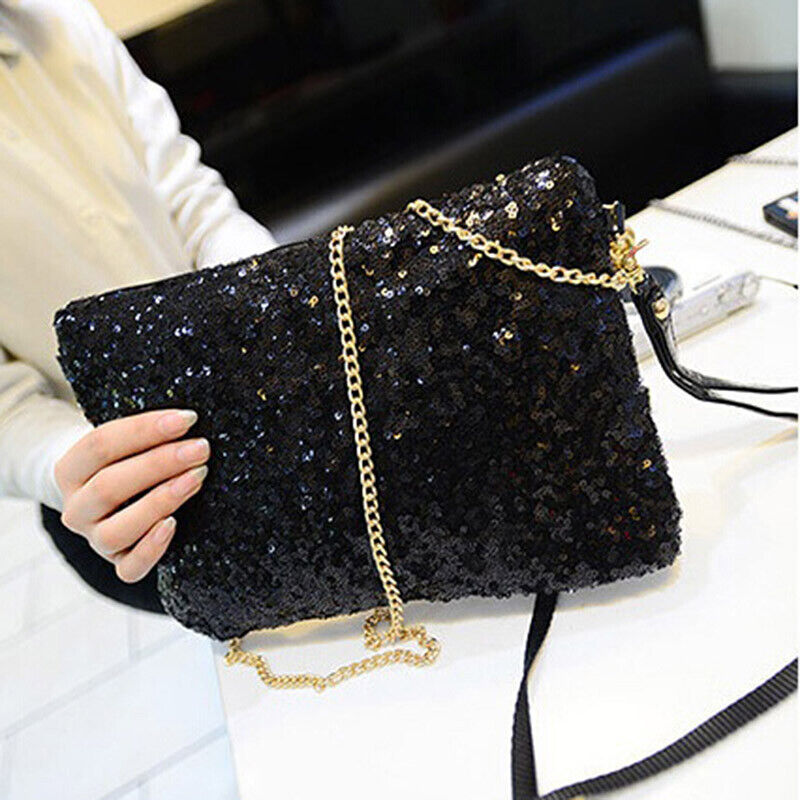 Evening Clutch Bag Glitter Sequin Handbag Sparkling Wallet Ladies Shoulder Bag