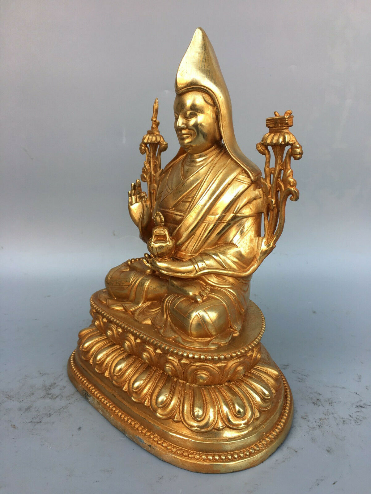 25 cm China Brass Je Tsongkhapa Statue Bronze gold Buddha Statue sculpture