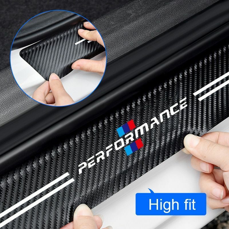 4pcs Car Sticker Door Carbon Leather Fiber Sill Plate For BMW E91 E46 E92 E93 M3