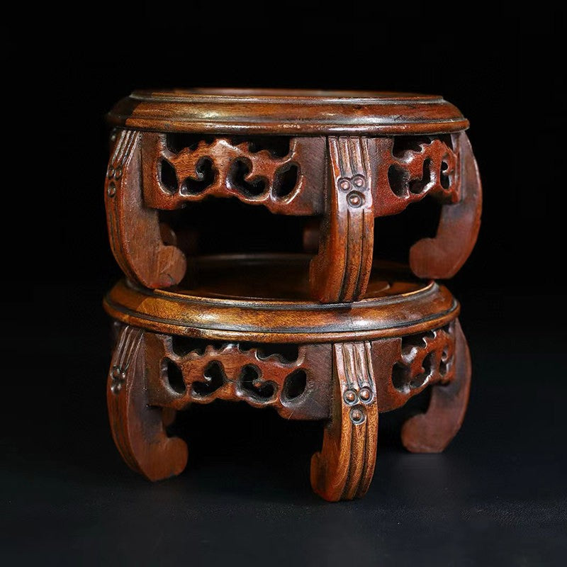 A Pair Chinese Natural Rosewood Handcarved Exquisite Base