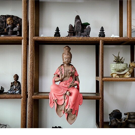 Full Handmade Tea Pet Buddha Statue Real Yixing Zisha Purple Clay Decoration Big