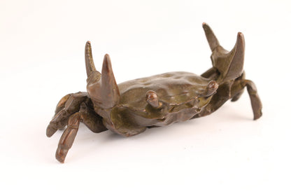 Big China Bronze Handmade Crab Statue Collectable Tea Pet Hand Piece Table Decor