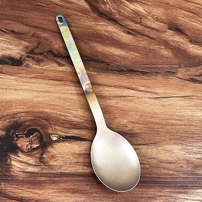 TA1 Pure Titanium Korean Long Handle Dinner Spoon+Fork Soup Coffee Spoon Cutlery