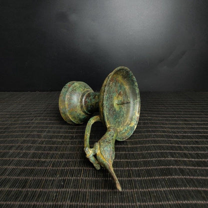 Chinese Warring States Bronze Bird-Handle Lamp Replica 13x17cm Decor