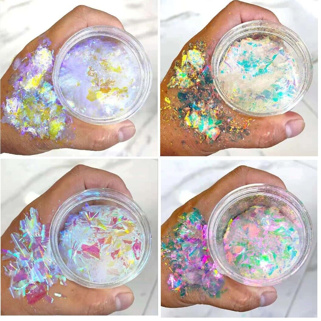 Nail Art Acrylic Glitter 5ml Jar Pigment Ultra-Thin Fire Opal Flake Powder Paint