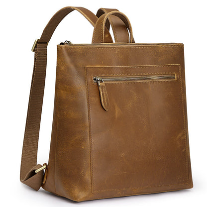Women Genuine Leather Backpack Purse Vintage Schoolbag Luggage Sleeve Traveling